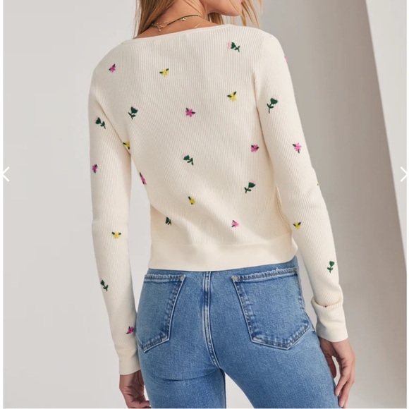 Favorite Daughter The Athena Sweater size S Floral Embroidered Cream Cardigan - Picture 2 of 8